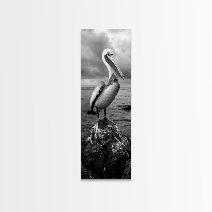 Coastal Bird Portrait, Ocean Wildlife, Nature Decor, Minimalist Art, Framed Canvas Print, Beach House Bathroom Wall Art, Living Room Art