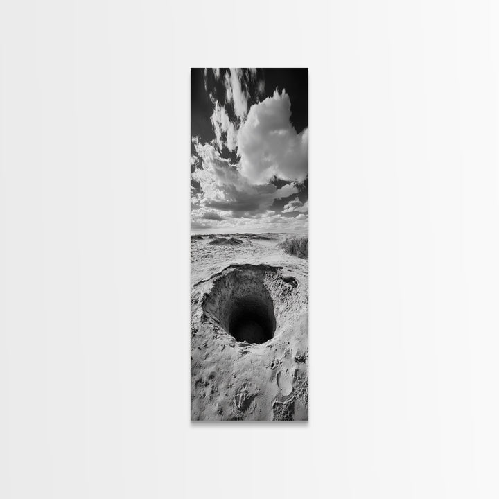 Desert Sinkhole Scene, Mysterious Landscape, Surreal Earth Art, Framed Canvas Print, Moody Bedroom Print, Office Wall Art, Cabin Wall Art