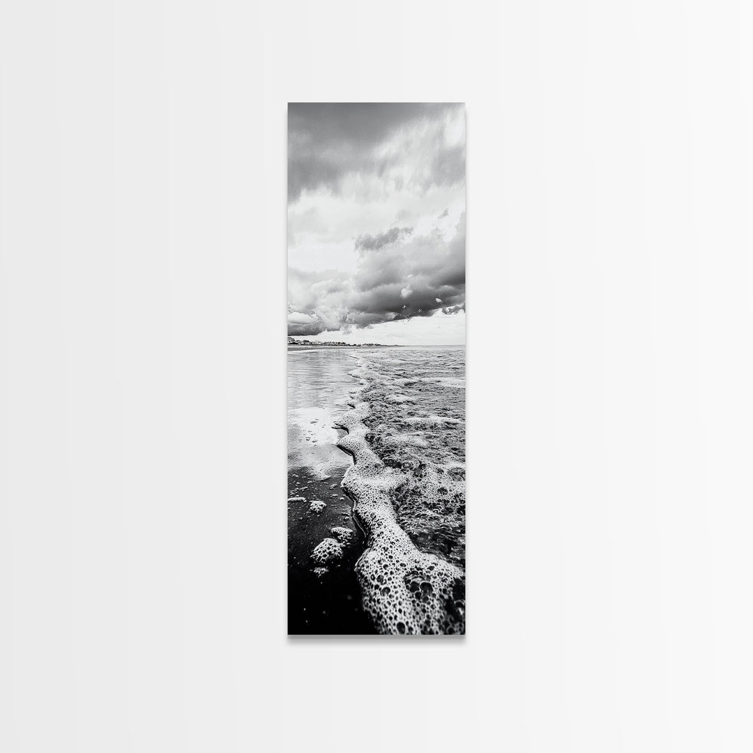 Stormy Waves, Sea Foam, Coastal Ocean, Canvas Print, Moody Seascape, Neutral Wall Art, Beach Bathroom or Entryway Home Decor