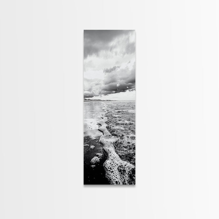 Stormy Waves, Sea Foam, Coastal Ocean, Canvas Print, Moody Seascape, Neutral Wall Art, Beach Bathroom or Entryway Home Decor