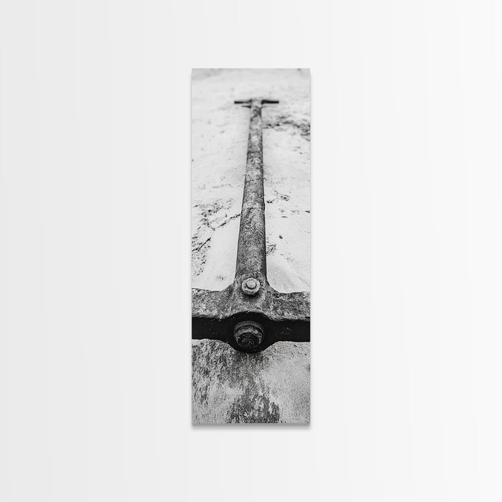 Rusted Anchor, Beach Texture, Metal Detail, Framed Canvas Print, Industrial Coastal Wall Art, Nautical Bathroom Print, Office Decor