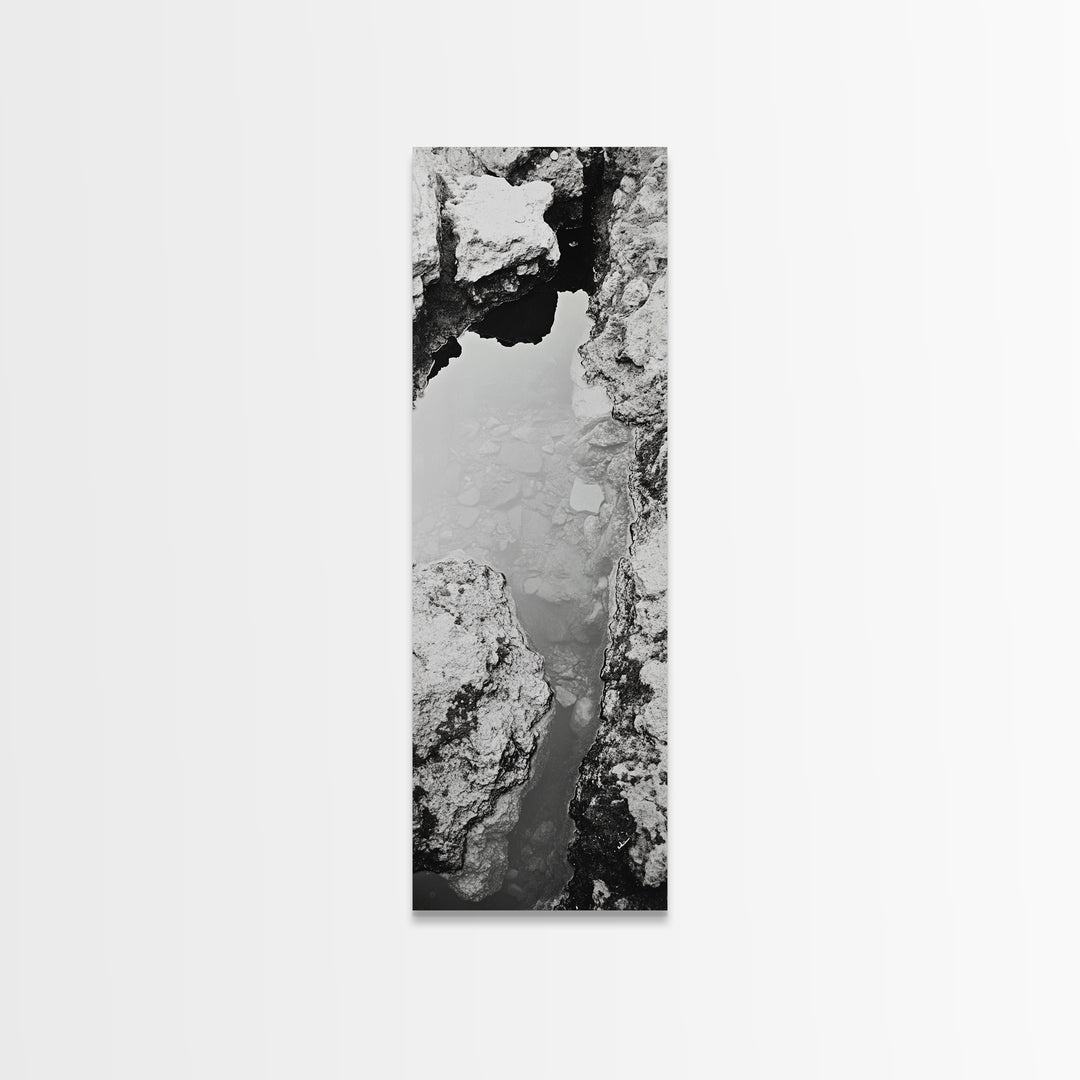 Tidal Pool, Coastal Rock, Still Water, Natural Texture, Framed Canvas Print Earth Tone Decor, Zen Bathroom Art, Modern Minimalist Nature Wall Print