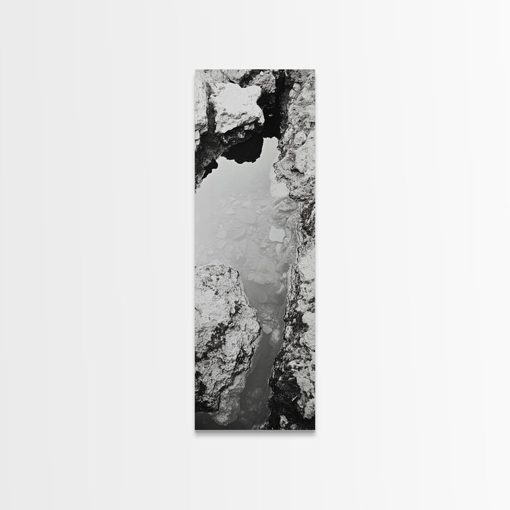 Tidal Pool, Coastal Rock, Still Water, Natural Texture, Framed Canvas Print Earth Tone Decor, Zen Bathroom Art, Modern Minimalist Nature Wall Print