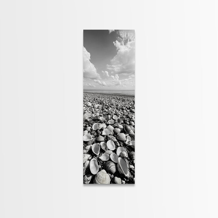 Shell Beach, Coastal Texture, Seashell Ground, Nature’s Bounty, Rustic Ocean Canvas Print, Neutral Kitchen Wall Art, Boho Coastal Style