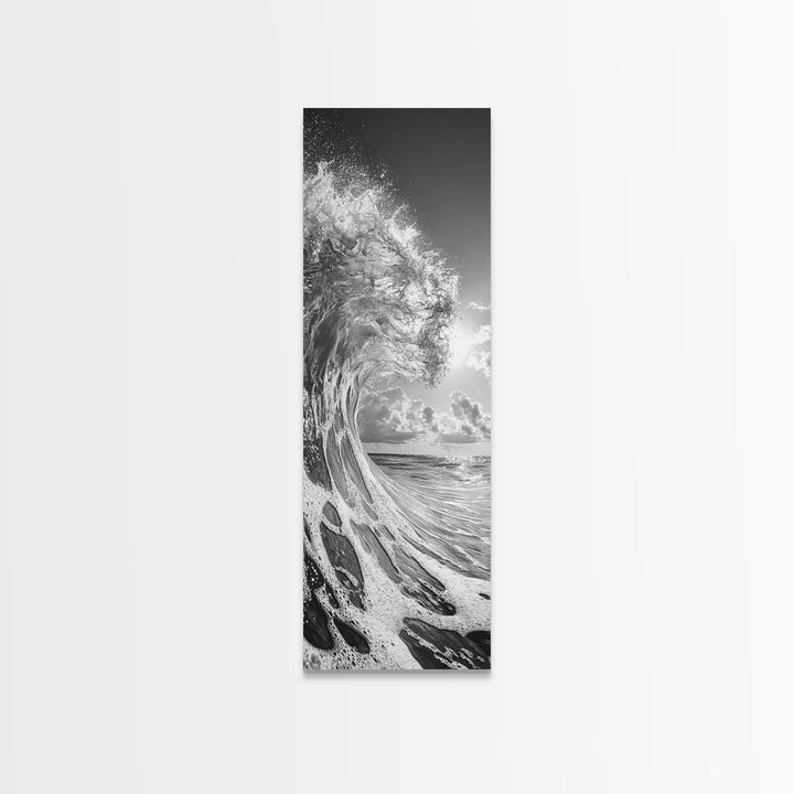 Ocean Wave, Splash Art, Dramatic Sea, Framed Canvas Print, Surfer Gift, Beach House Decor, Dynamic Water Scene, Nature Photography
