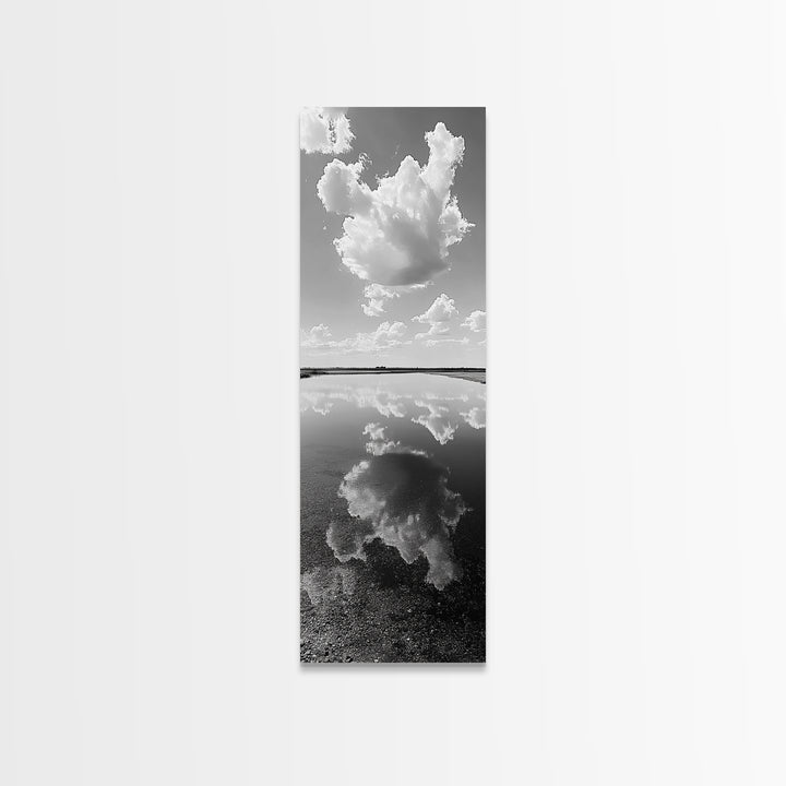 Cloud Reflections, Still Lake, Tranquil Waters, Sky Mirror Canvas Print, Minimalist Living Room Wall Art, Scandinavian Style Decor