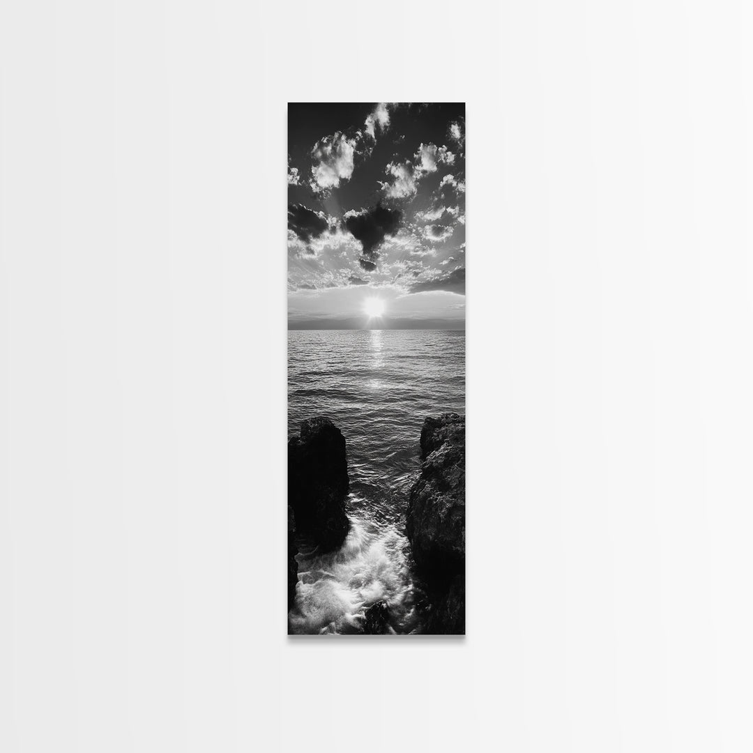 Sunset Ocean, Dramatic Sky, Serene Coastline, Nature Scene, Canvas Print, Minimalist Art, Bedroom Wall Art, Coastal Gallery Decor
