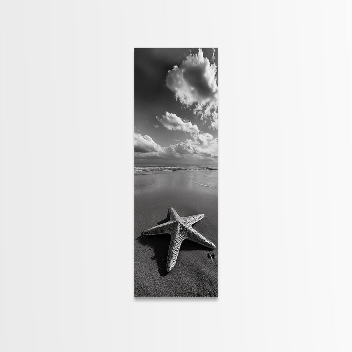 Starfish Beach, Shoreline Calm, Ocean Minimalism, Canvas Print, Coastal Living Room Wall Art, Nautical Bathroom Decor, Beach House Style