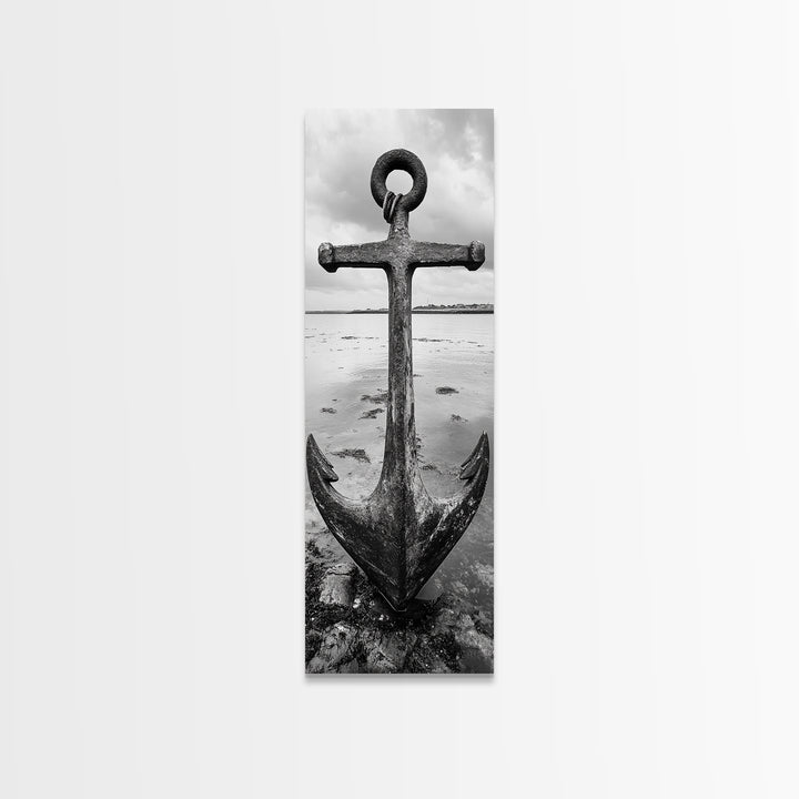 Nautical Anchor, Coastal Vibes, Marine Decor, Ocean-Inspired, Bold Statement, Framed Canvas Print, Entryway Wall Art, Rustic Beach Style