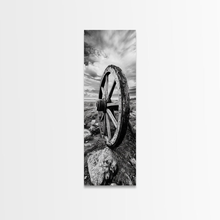 Prairie Wagon Wheel, Antique Rustic Wall Decor, Western Homestead Art, Barnhouse Style Print, Canvas Print, Fall Living Room Art