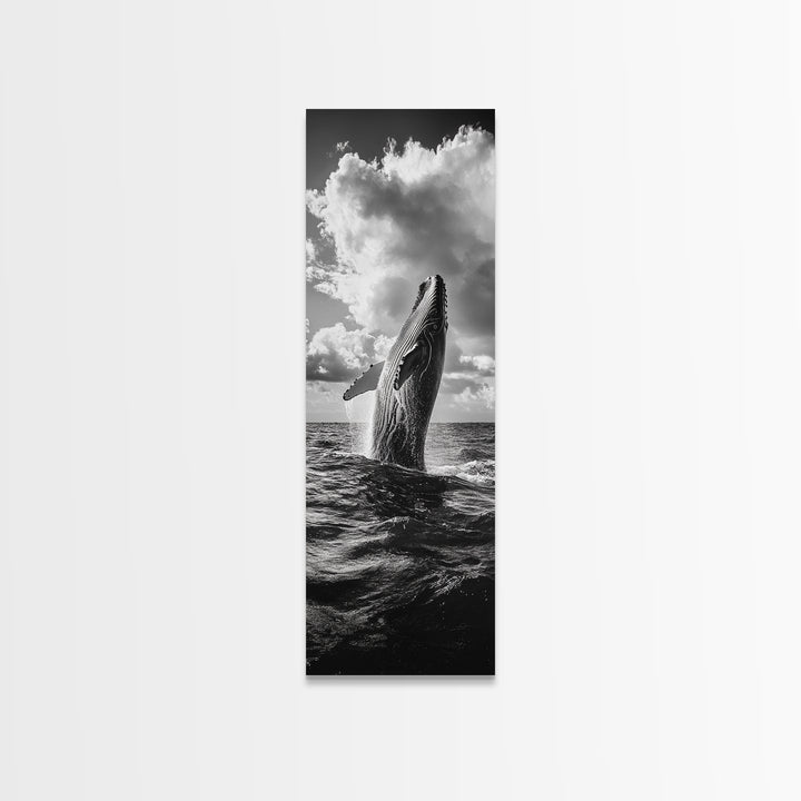 Breaching Whale Art, Ocean Wildlife Print, Marine Life Photography, Dramatic Sea Scene, Coastal Living Room Decor, Canvas Print