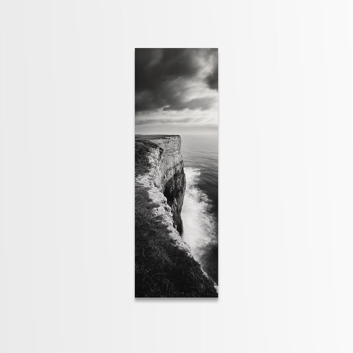 Coastal Cliff, Ocean Horizon, Nature Photography, Dramatic Skies, Framed Canvas Print, Modern Beach Wall Art, Minimalist Landscape Decor