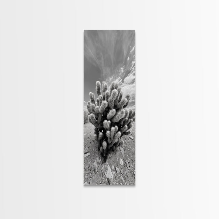 Desert Cactus, Nature Photography, Black White Art, Canvas Print, Boho Western Wall Decor, Modern Rustic Living Room Art, Nature Print