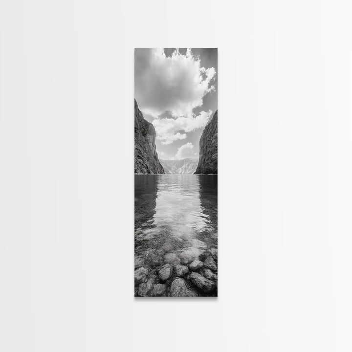 Canyon Lake, Majestic Water, Mountain Reflections, Nature Serenity, Minimalist Art, Canvas Print, Living Room Wall Art, Adventure Vibes