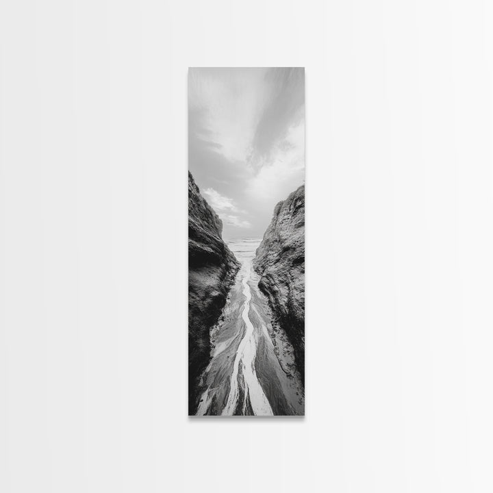 Canyon Stream Path, Ocean Rock Passage Art, Nature Landscape Photography, Canvas Print, Bathroom Wall Decor, Modern Coastal Art