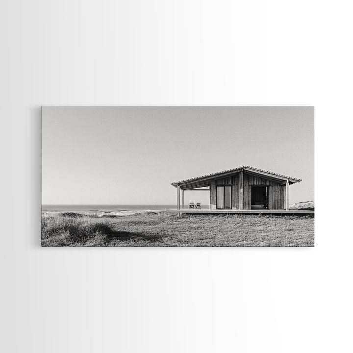 Beach Cabin, Coastal Escape, Minimalist Home, Seaside Solitude Scene, Canvas Print, Boho Beach Wall Art, Guest Room Decor