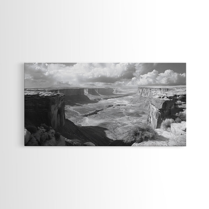 Desert Canyon Vista, Monument Valley View, Rugged Landscape Photography, Framed Canvas Print, Western Living Room Wall Art