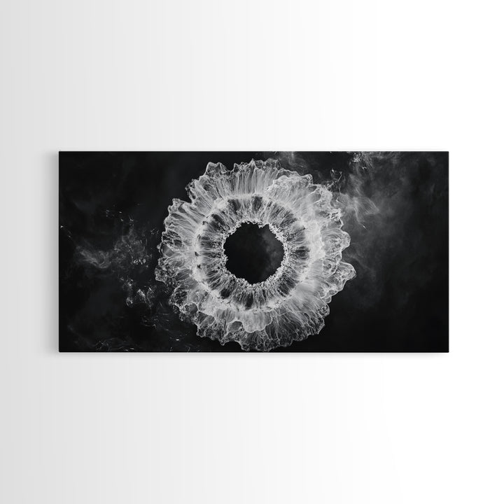 Abstract Smoke Art, Modern Monochrome, Ink Explosion, Minimalist Wall Decor, Framed Canvas Print, Living Room Wall Art, Moody Aesthetic