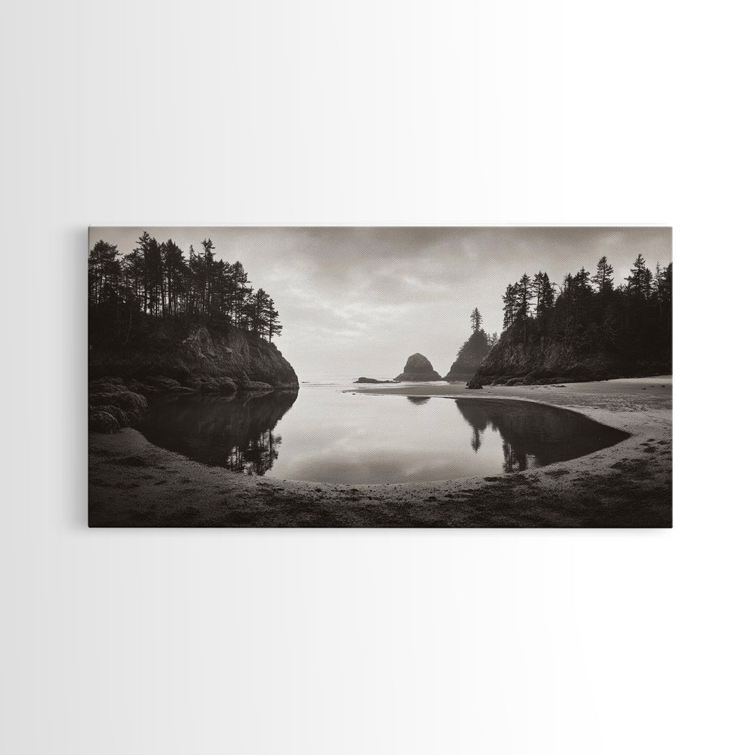 Tranquil Cove View, Forest Meets Ocean, Pacific Northwest Art, Canvas Print, Living Room Wall Art, Nature Photography, Calm Aesthetic