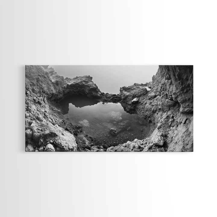 Arch Pool, Stone Lagoon, Natural Wonder, Organic Texture, Minimal Coastal Wall Decor, Canvas Print, Earth Tones Bathroom Art