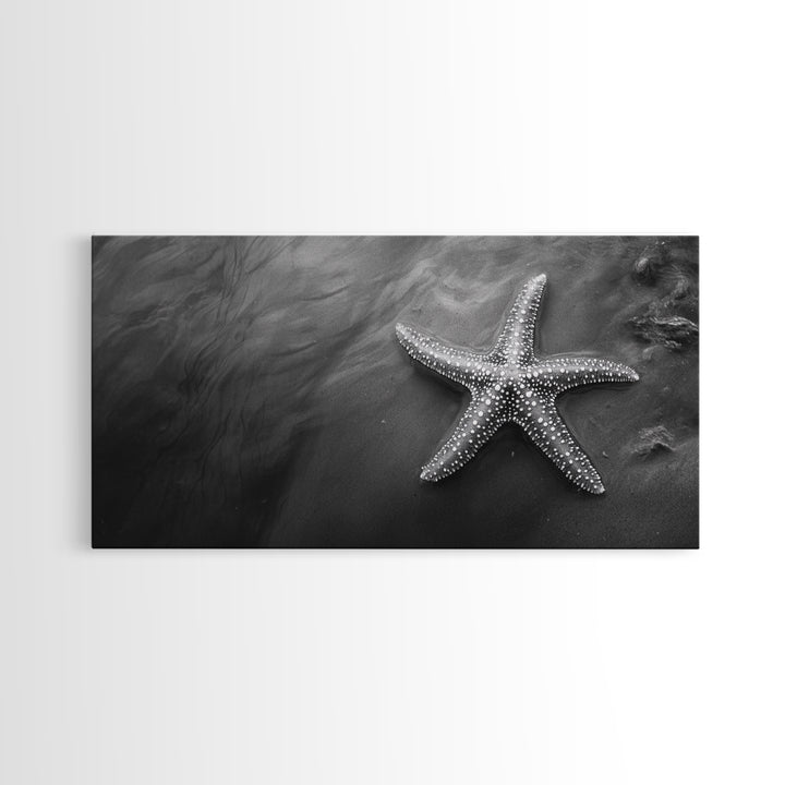 Ocean Starfish, Seashore Calm, Coastal Nature Print, Beach Zen Decor, Framed Canvas Print, Minimalist Bathroom Art, Ocean Wall Piece