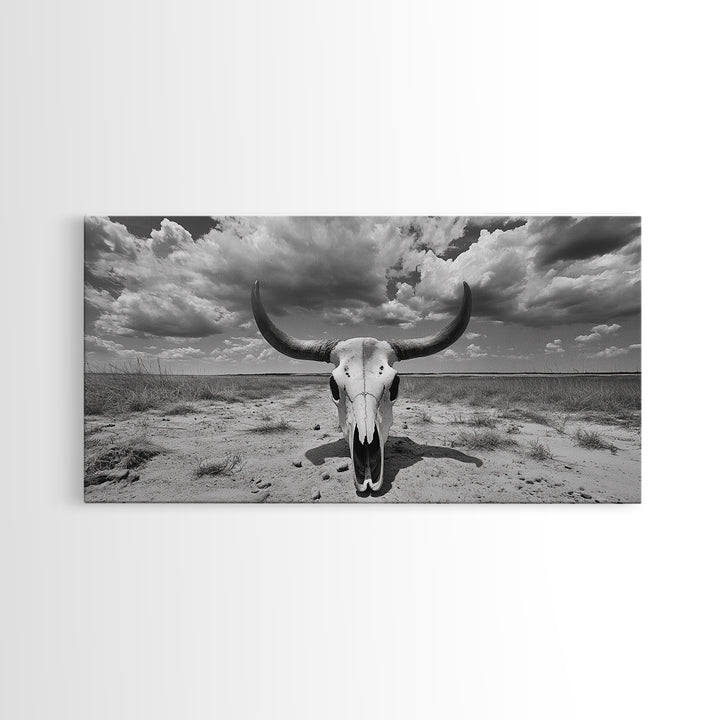 Cow Skull, Desert Bones, Wild West Skull, Country Vibe Decor, Canvas Print, Western Wall Art, Rustic Bedroom or Hallway Accent