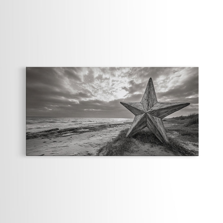 Beach Star, Weathered Wood, Coastal Symbol, Canvas Print, Rustic Seaside Wall Art, Fall Decor, Entryway Or Nautical Living Room Style