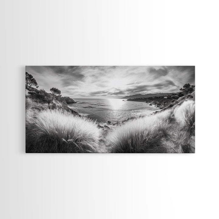 Coastal Bluff Sunset, Seaside Horizon View, Beach Landscape Scene, Serene Decor, Canvas Print, Living Room or Hallway Wall Art