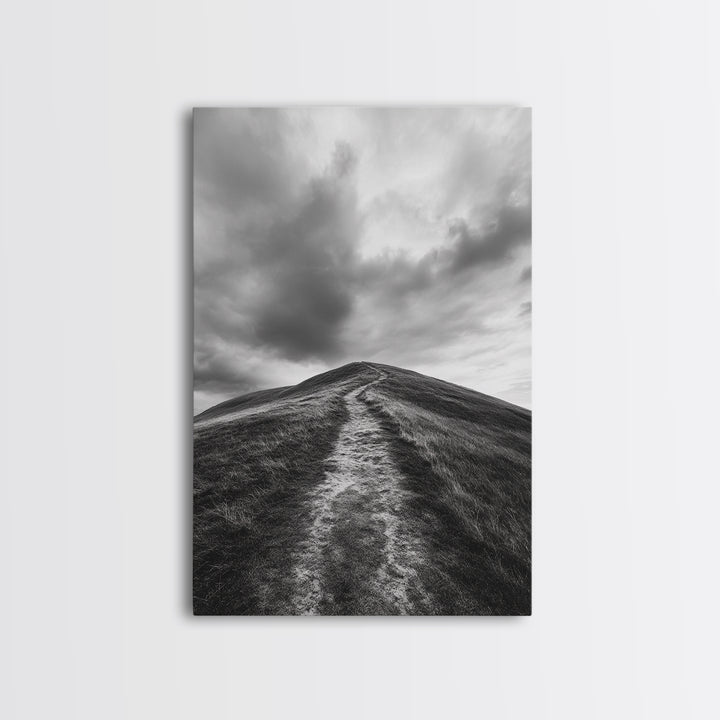 Winding Path, Hilltop View, Cloudy Horizon, Minimalist Landscape, Canvas Print, Bedroom Wall Art, Serene Decor, Fall Art Piece