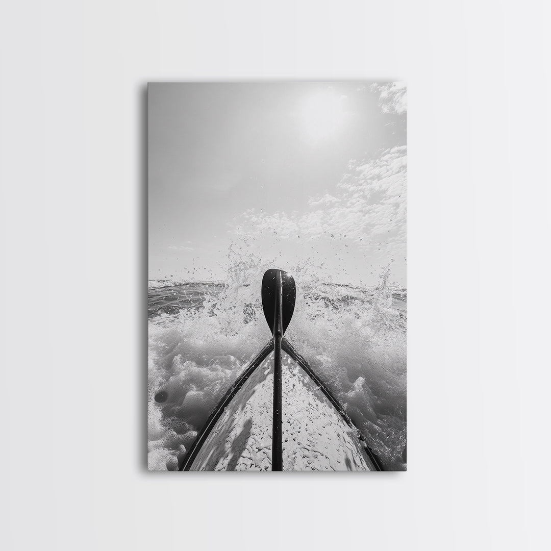 Kayak Splash, Adventure Paddle, Ocean Journey, Water Sports Art, Canvas Print, Office Wall Art, Outdoor Enthusiast Gift, boho wall decor