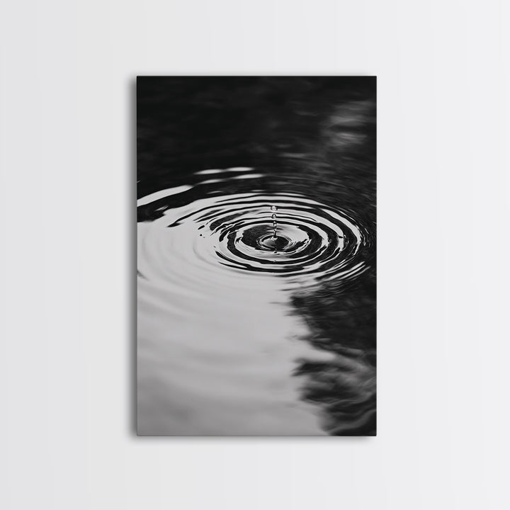 Ripple Effect, Water Drop, Zen Wall Art, Minimalist Black and White, Canvas Print, Bathroom Decor, Tranquil Art, Meditation Room Art