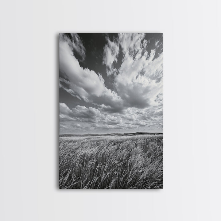 Open Sky Fields, Windy Prairie, Moody Nature Sky, Rustic Landscape, Canvas Print, Bedroom Wall Art, Fall Countryside, Boho Nature Decor