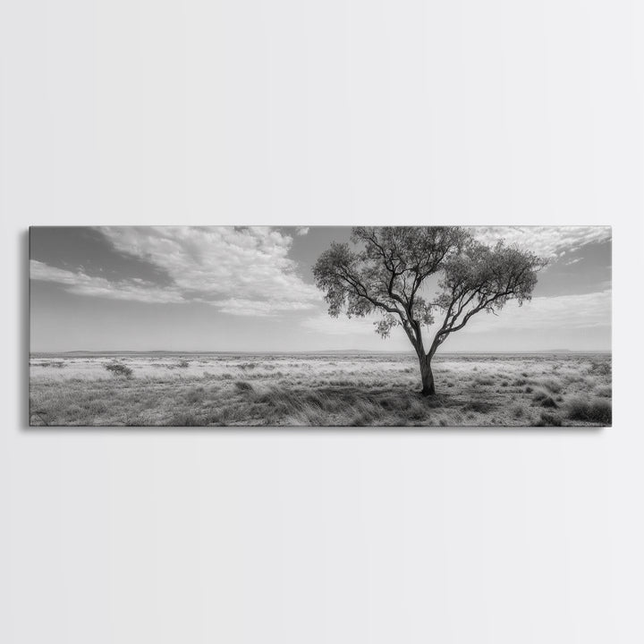 Desert Tree, Solitude Scene, Nature Photography, Framed Canvas Print, Minimalist Tree Art, Bedroom Wall Decor, Neutral Landscape Art