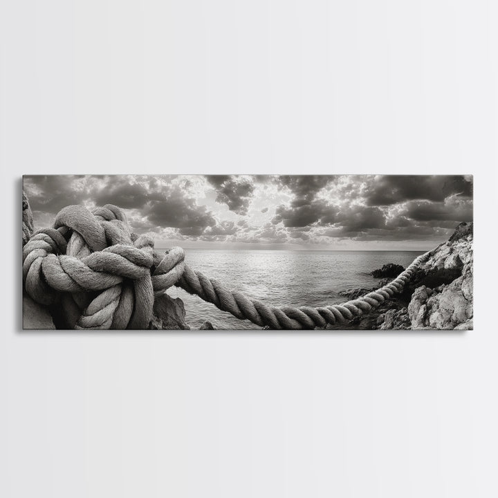 Nautical Knot, Coastal Texture, Ocean Rope, Framed Canvas Print, Beach House Decor, Coastal Wall Art, Nautical Theme, Seaside Aesthetic