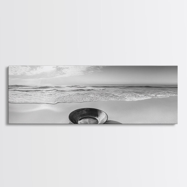 Ocean Bowl, Minimalist Beach, Solitude Shoreline, Canvas Print, Coastal Decor, Neutral Tones, Living Room Art, Bathroom Wall Art