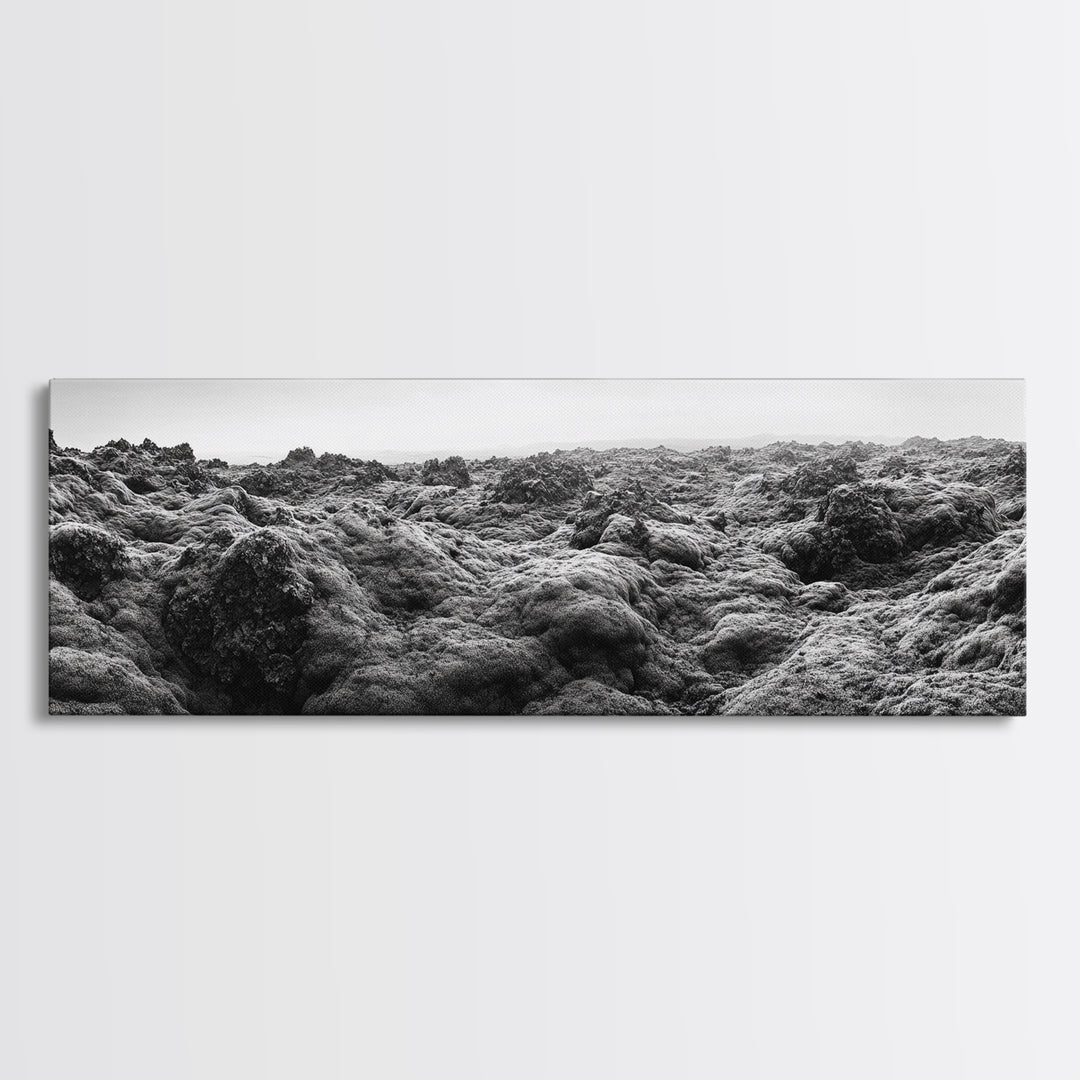 Volcanic Moss, Rugged Terrain, Icelandic Landscape, Wild Nature Scene, Canvas Print, Earthy Tones, Entryway Wall Art, Minimalist Adventure Art