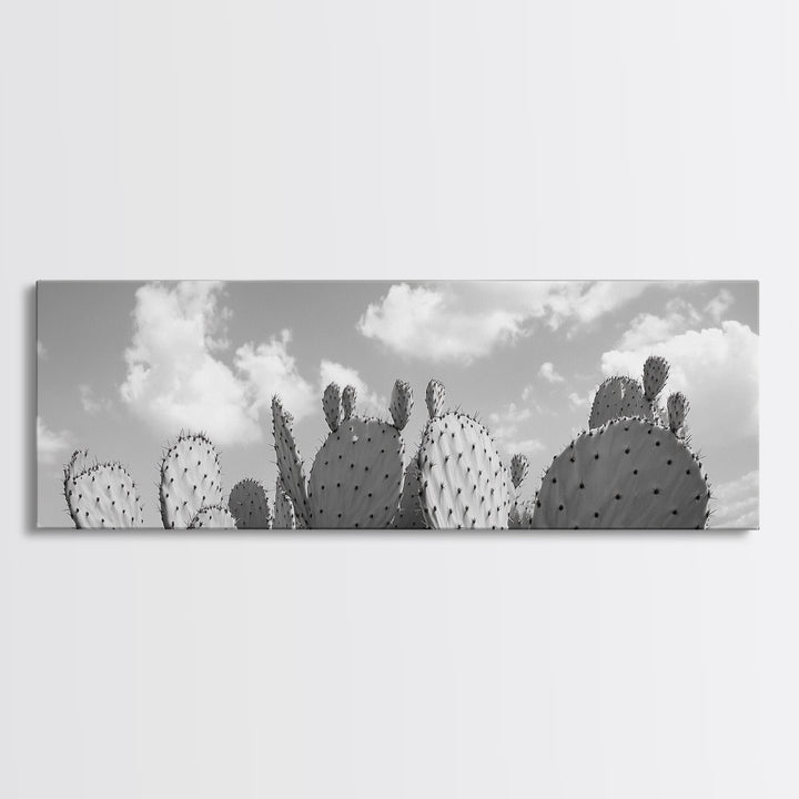 Prickly Pears, Cactus Heaven, Western Sky, Canvas Print, Boho Kitchen Wall Art, Desert Style Decor, Minimalist Black and White