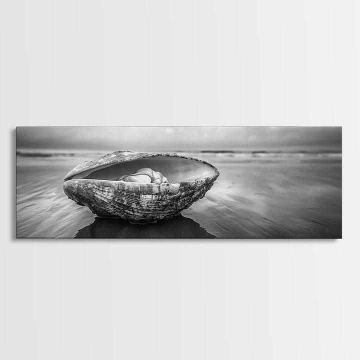 Seashell Closeup, Beach Photography, Ocean Minimalism, Canvas Print, Bathroom Wall Art, Coastal Modern Decor, Nautical Neutral Art