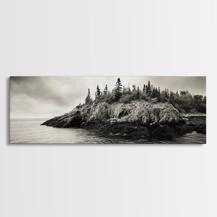 Pine Bluff, Rugged Coast, Northern Landscape, Canvas Print, Wilderness Wall Art, Rustic Decor, Lakehouse Art, Cabin Bedroom Style