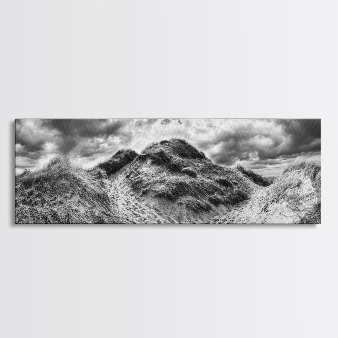 Windswept Dune Trail, Dramatic Sky, Nature Path, Beach Landscape, Framed Canvas Print, Rustic Wall Art, Fall Decor, Bedroom Art, Boho Vibes