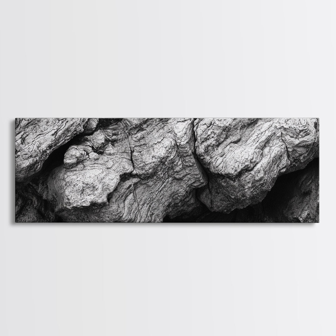 Textured Rock, Earth Tones, Natural Abstract, Framed Canvas Print, modern rustic decor, living room wall art, organic texture, neutral tones