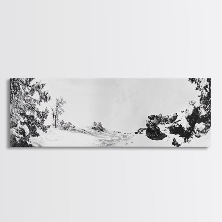 Snow Trees, Dreamy White, Winter Fantasy, Canvas Print, surreal landscape art, fantasy winter decor, magical room aesthetic, Christmas wall art