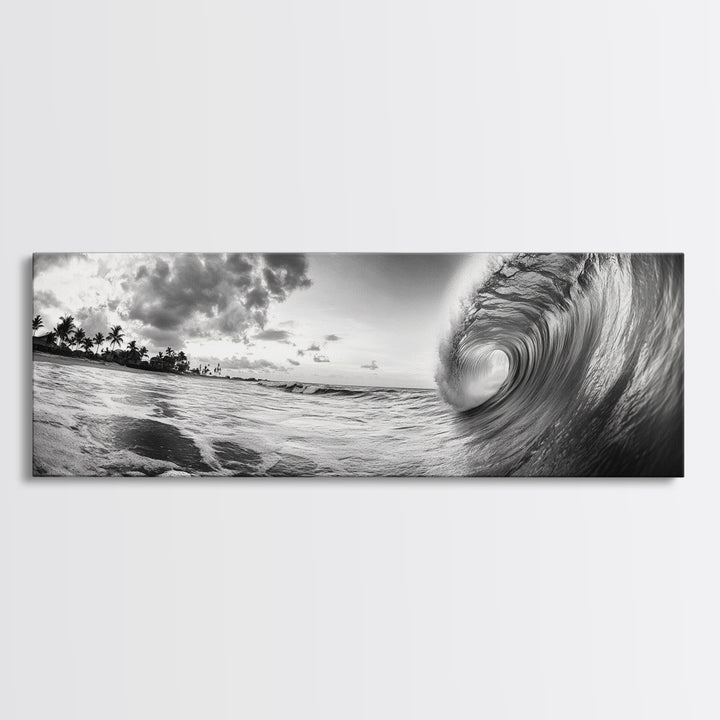 Barrel Wave Curl, Surfer's Dream, Ocean Power, Framed Canvas Print, Coastal Wall Art, Beach House Decor, Surf Photography