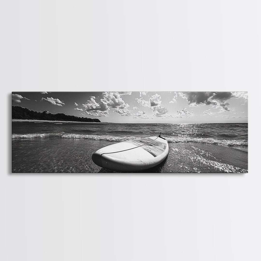 Paddle Board, Ocean Adventure, Summer Surf, Sparkling Sea, Canvas Print, Coastal Living Room Wall Art, Beach House Photography