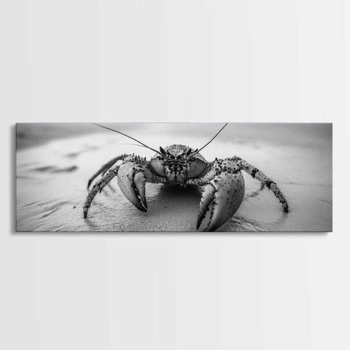 Crab Walk, Seaside Creature, Sandy Shore, Canvas Print, Coastal Nature Photography, Kids Room Ocean Decor, Minimalist Beach Art