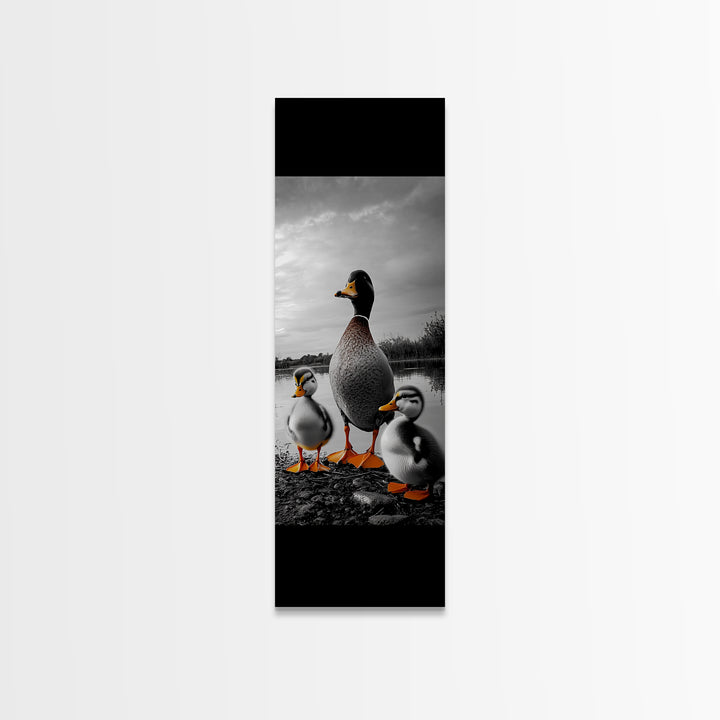 Duck Family, Lake Wildlife, Whimsical Birds, Baby Ducks, Canvas Print, Farmhouse Wall Art, Nursery Animal Decor, Playroom Country Vibes