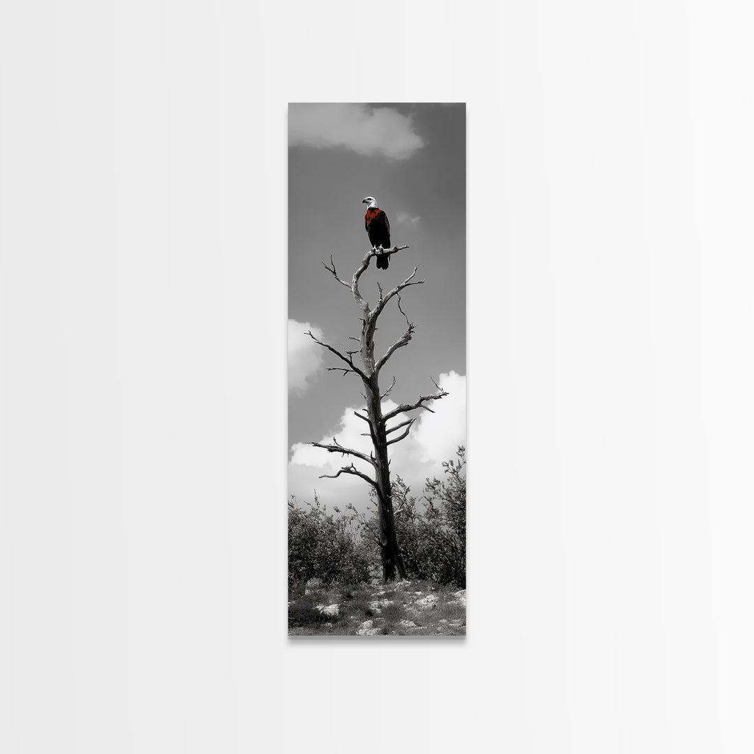 Lone Eagle, Tree Perch, Wild Raptor, Fierce Freedom, Canvas Print, Rustic Wildlife Wall Art, Cabin Lodge Decor, Dramatic Nature Scene