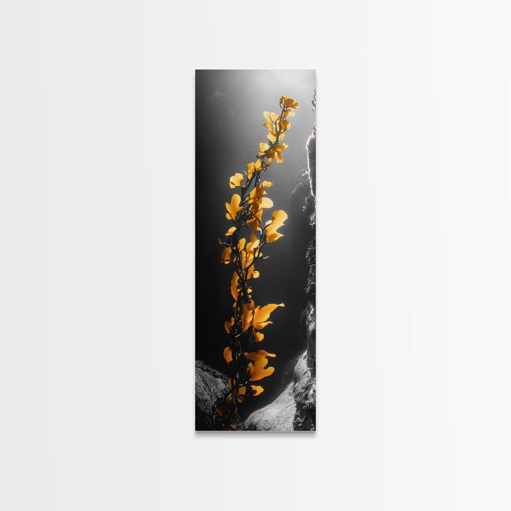 Ocean Kelp Art, Golden Seaweed, Deep Sea Beauty, Underwater Light, Canvas Print, Bathroom Wall Art, Nautical Decor, Moody Coastal Style