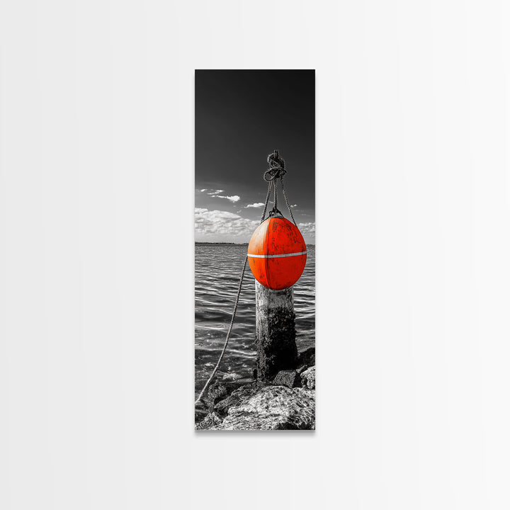 Buoy on Water, Nautical Vibe, Harbor View, Bold Coastal Art, Canvas Print, Beach House Decor, Bathroom Wall Art