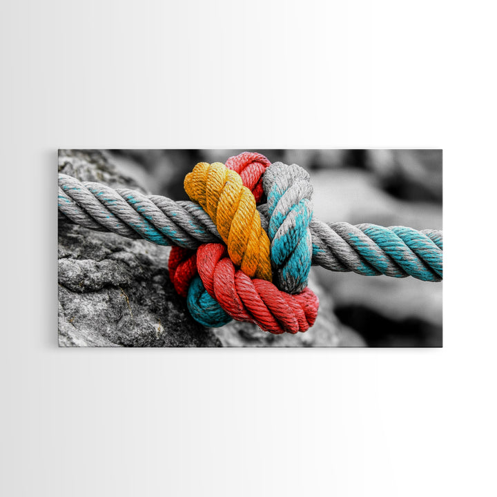 Nautical Knot, Bold Rope, Maritime Wall Decor, Framed Canvas Print, Rustic Coastal Art, Nautical Theme, Bathroom Wall Art, Industrial Art